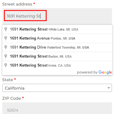 google map address autocomplete